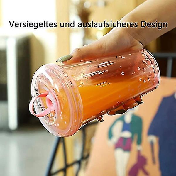 Kaksoisseinäinen Olki Kupi Kahvi Bubble Tea Muki 420ml