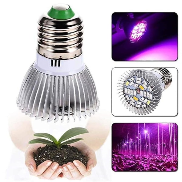 4-pack Full Spectrum LED Växtlampa Glödlampa E26 E27 Gu10 E14 28 LED