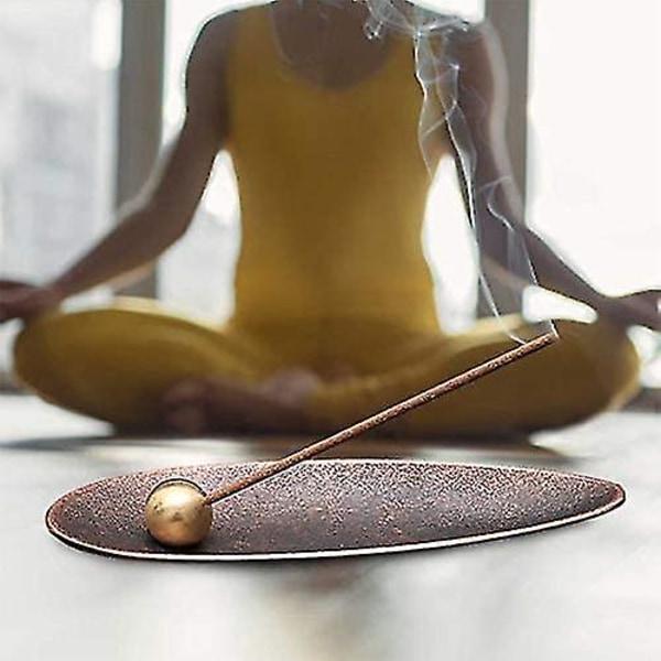 Røgelseholder Messingpind Røgelseholder Røgelsebrænder til hjemmekontor Yoga Meditation (bronze 1 stk.
