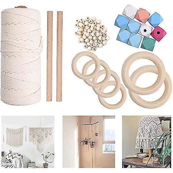 119 st Macrame-snöre 100m 3mm Naturligt Bomullsgarnsnöre