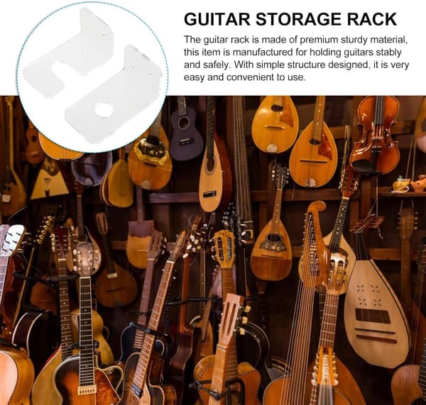 1 par akryl gitarr väggställ gitarr displayhållare platsbesparande robust för bas väggmontering 8x5x5cm