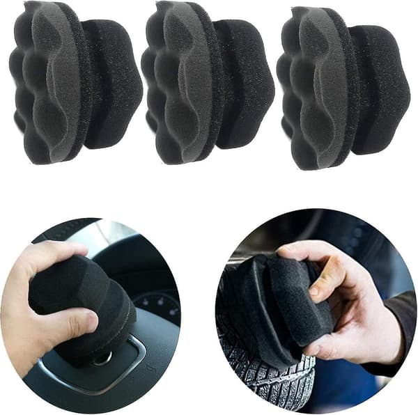 3-pack Däckdressing Applikator, Däckglans Applikator Pad med Hex Greppdesign