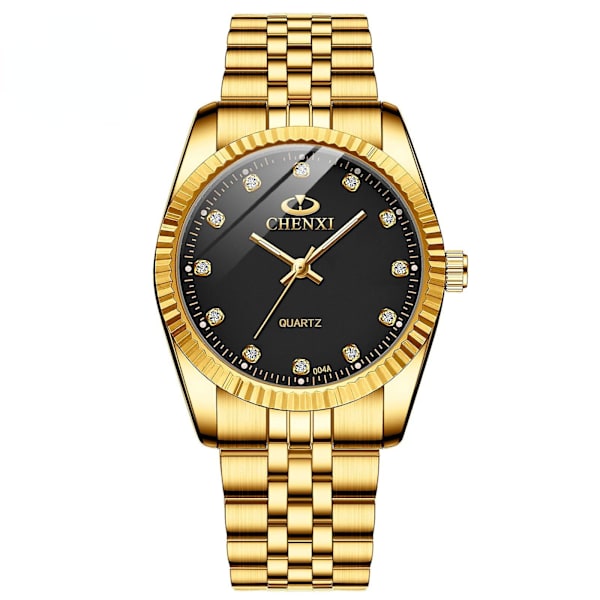 Herre- og Dameur Vandafvisende Forretningsur Ur Ur Kvinde Mænds Gyldent Parur All-gold men's black face
