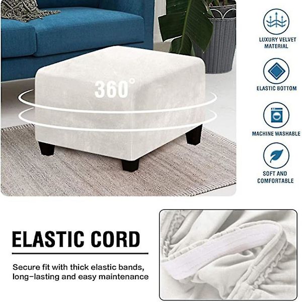 Ottoman Betræk Ottoman Slipcover Fodskammel Beskyttelsesbetræk Skammel Ottoman Betræk, Fløjlstof-a