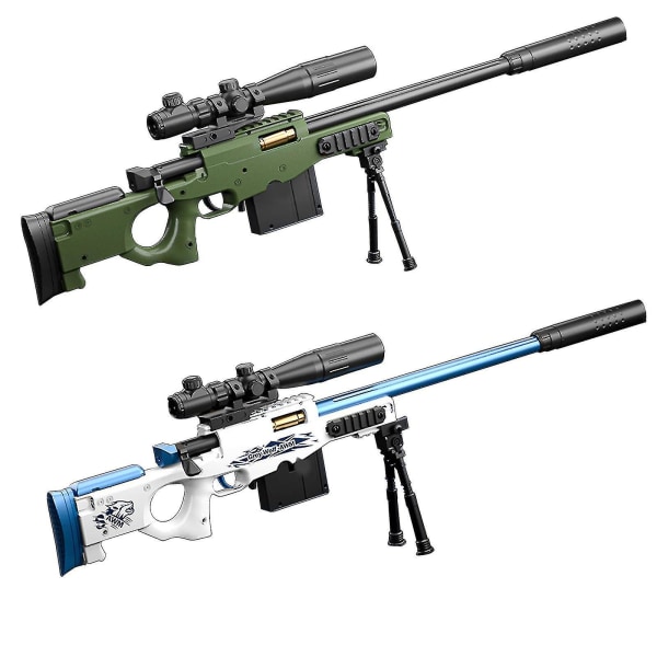 Nyt ankommet Kid Toy Awm Sniper Legetøj Gun Med Bb Plastic Kugler Pubg Awm Legetøj Gun Kugler Laser Mål Og Stand -xx Blue