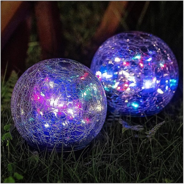 Solar Ljus Sprucken Glas Ball Led Waterproof Garden Festival