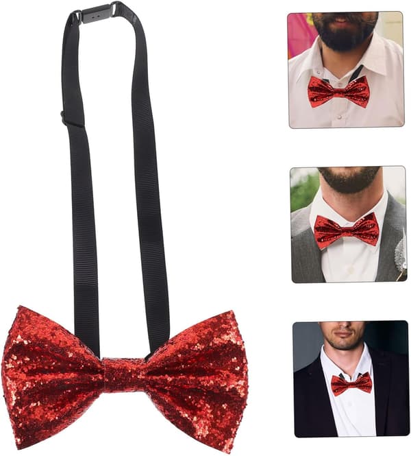 Sløyfe for menn, ferdigknyttet sateng, formell smoking, grå glitter, bryllup, brudgom, sløyfe
