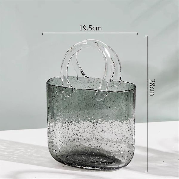 Nordisk Glas Fiskekum Glas Vase Transparent Taske Hydroponisk Blomsterarrangement Vase Borddekoration Håndtaske Glas Vase