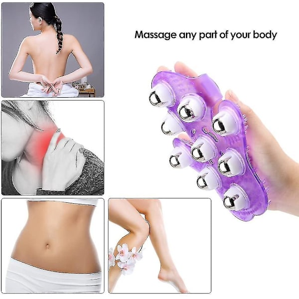 Handske för massage i palmform, kroppsmassagerare med metallrullade bollar, muskelvärk, slumpmässig färg (shikai)-yuhao