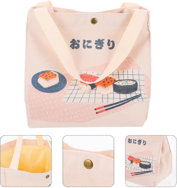 Bento Bag Rispose Japansk Nydelig Stil Lerret Vanntett Pustende Lunsjoppbevaringspose
