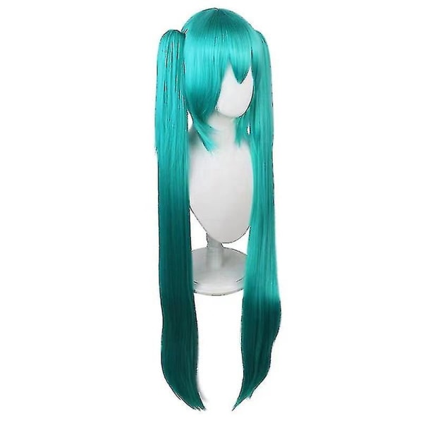 Vocaloid Cosplay parykker 110 cm lang grønn rosa med 2 klips Miku syntetisk hår parykk Green