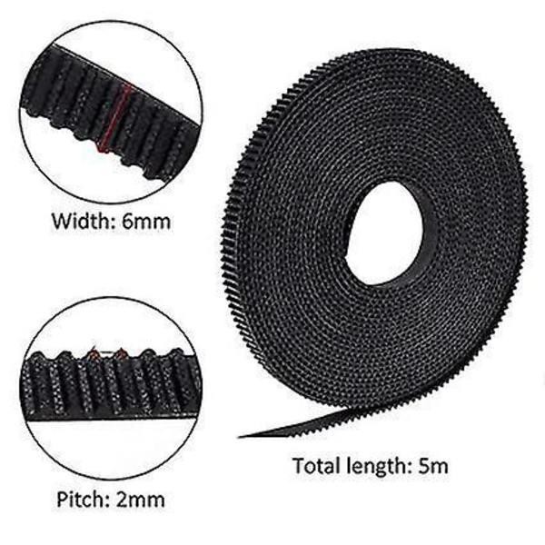 Gt2 Tannsnor 5m 3D-skriver 2mm Steg 6mm Bredde Gummi