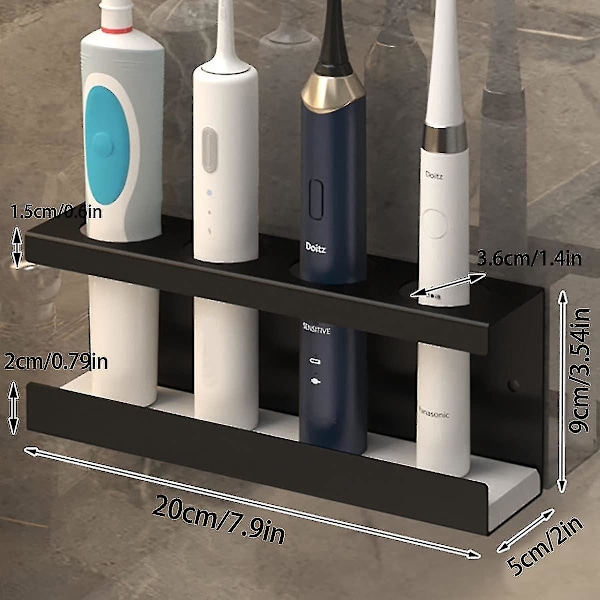Tandborsthållare, Elektrisk Tandborsthållare, Aluminiumlegering, Tandborsthållare, Ingen Borrning Krävs, För Elektriska Tandborstar 4 Hole