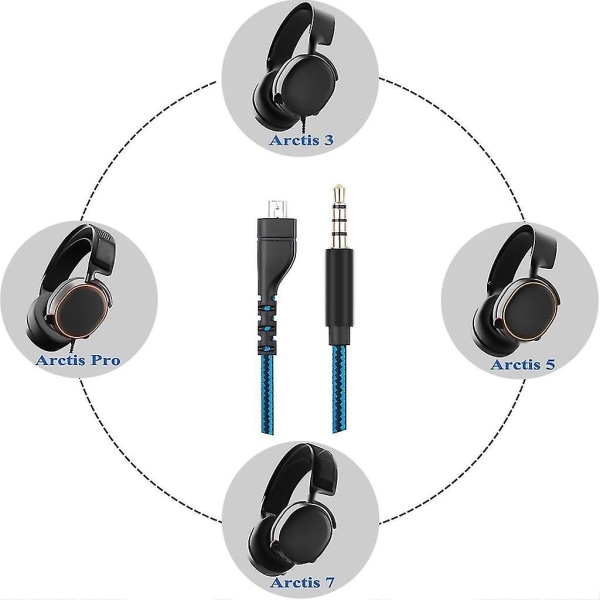 Slitesterk lydledning for Arctis 3 5 7 Pro hodetelefonledning Lydforlengelseskabel
