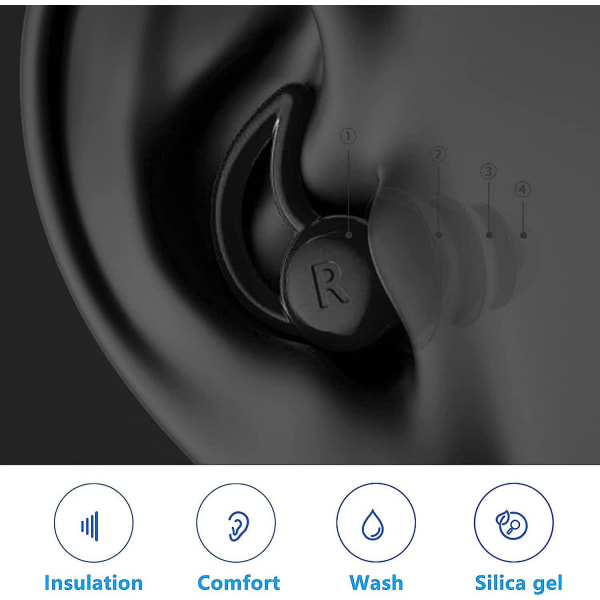 Støjreducerende Ørepropper, Ørepropper Til Søvn, Silikon Støjreducerende Ørepropper