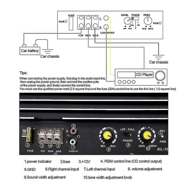 1000W Bilstereo Forsterker Subwoofer Krets DIY Autospiller