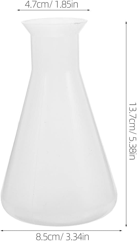 2 kpl muovisia laboratorion erlenmeyerpulloja, 250 ml tilavuus kussakin, valkoinen väri