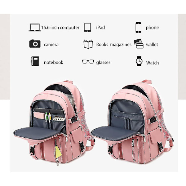 Ryggsäck Reseryggsäck Bokväska För Kvinnor Män Pojkar Flickor Skola College Studenter Ryggsäck 18in Pink