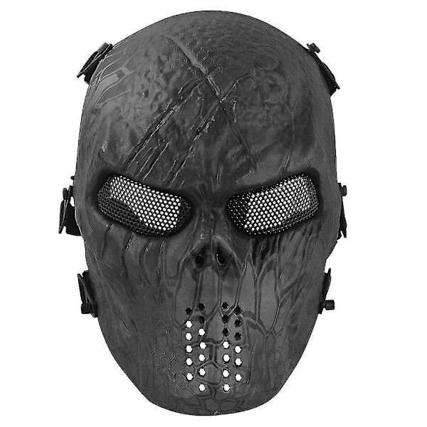 Fältmask Svart Man Helansikte Skalle Riddare Masker