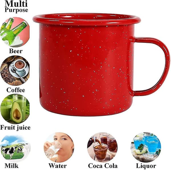 Campingmuggar för utomhus - kaffemugg 16 Oz - emaljerad resekopp. Te Camping Emaljkopp