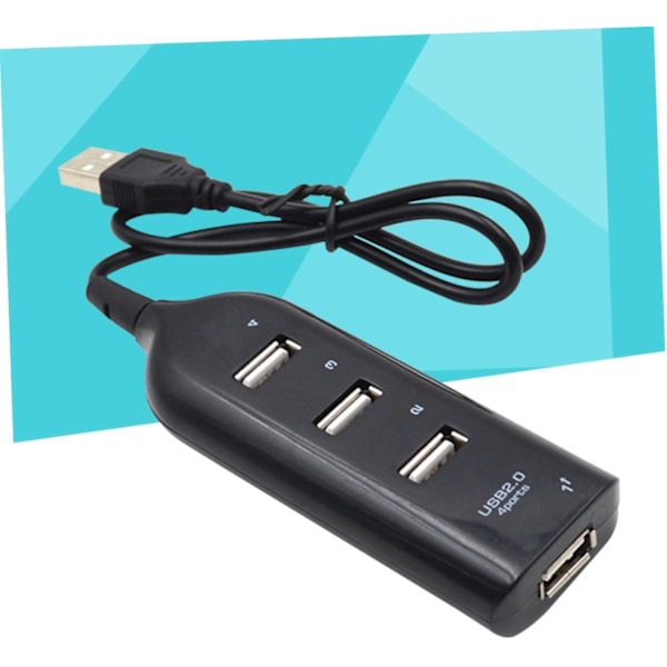4 Port 2.0 Hub Splitter Höghastighetsdatahubb LED-indikator för Bärbara Datorer PC Svart Kompatibel 10/8/7