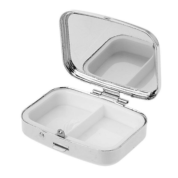 5,6x4,2cm Rektangulær Mini Pilleæske i Rustfrit Stål Solid Farve Sølv Medicin Organizer Holder