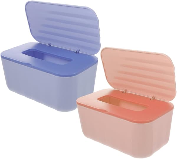 2 stk påfyllbar våtservietter-etui, oppbevaringsboks for vev, kompakt og lett design, solid plast