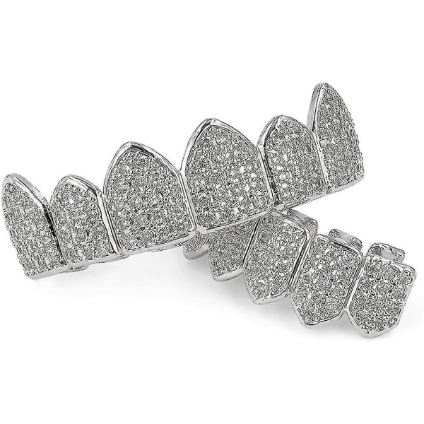 18k guldpläterade Macro Pave CZ Iced-out Grillz med formar inkluderade