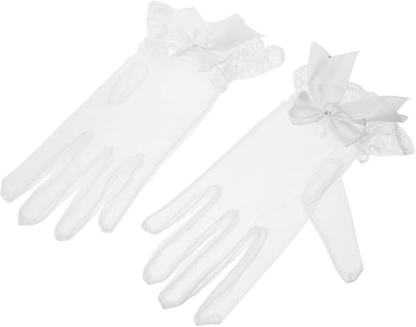1 par elegante korte blondehandsker til kvinder, delikate brudebryllupstilbehør