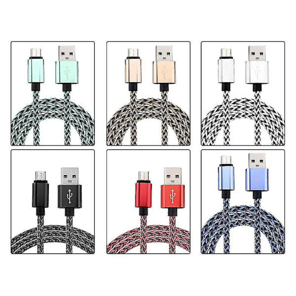 Universal Micro USB-laddare Flätad Kabel Sladd MicroUSB Typ B