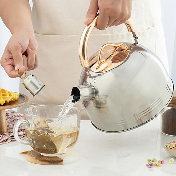 Rustfrit Stål Fløjtende Kedel Tekande 3l Ergonomisk