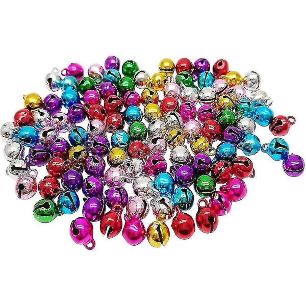 100 stk 8 mm bittesmå fargede klokker, metallklokker, for smykker Håndverk julepynt Hy-yuhao