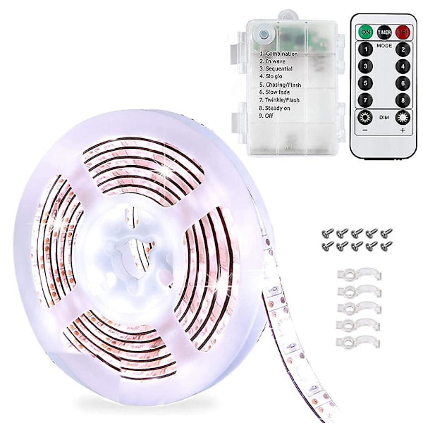 LED-lysstripe med batteri 9,8 fot 90 LED-lysrekke Vanntette