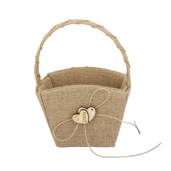 Vintage Burlap Blomsterpige Kurv til Bryllup, Landlig Bryllupstilbehør