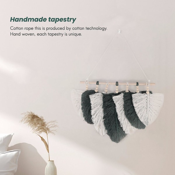Studiokläder Hemfotografering Rekvisita Gåva Boho Dekoration Macrame Blad Fjäder Väggväv Huvud
