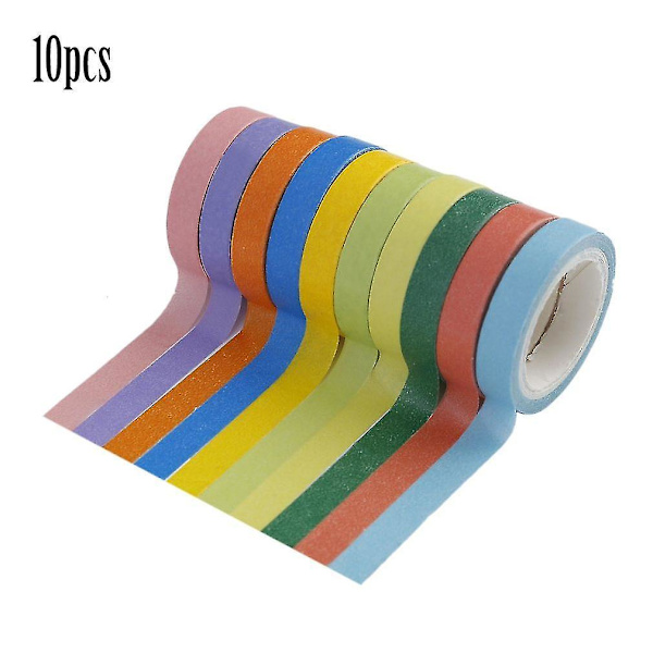 10 kpl Värikkäitä Makeisnauhoja Minisetti 8mm Washi Tarra