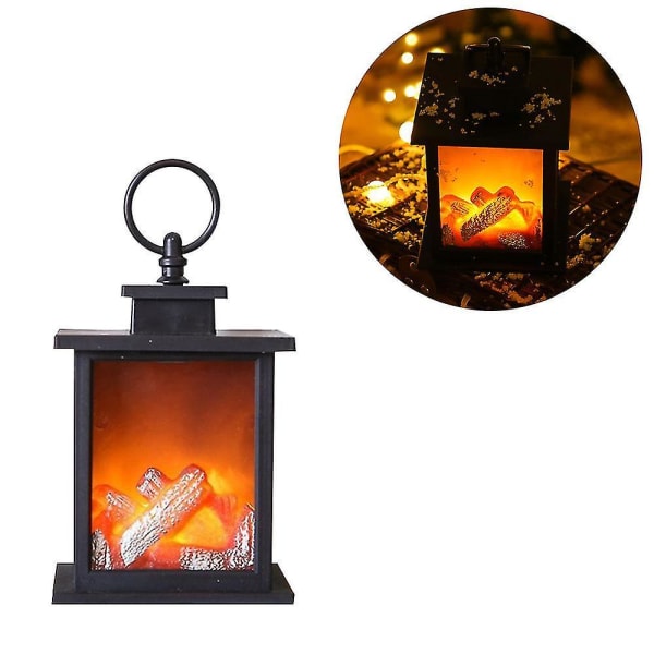 Led Flame Lantern Lamps Fireplace Effect Light Courtyard Decor