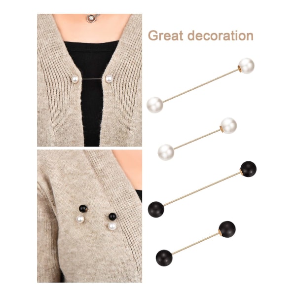 6 deler genser sjal klips sett, inkludert doble faux perle brosje pins og krystall sjal klips for