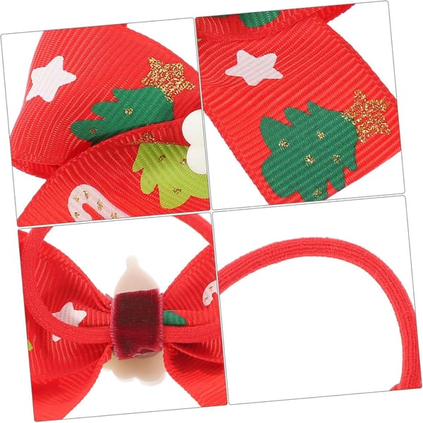 2 st julrosetter hårband för flickor elastiska hästsvanshållare rosettknutsdesign för julfester och vardagsbruk