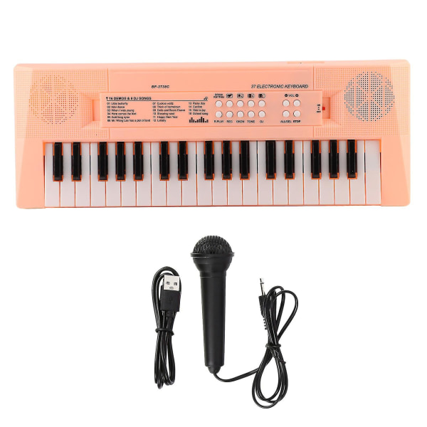 Elektronisk Klaver Keyboard Børn 37 Taster Keyboard Klaver Uddannelsesmæssigt Legetøj Med Mikrofon Gul Pink