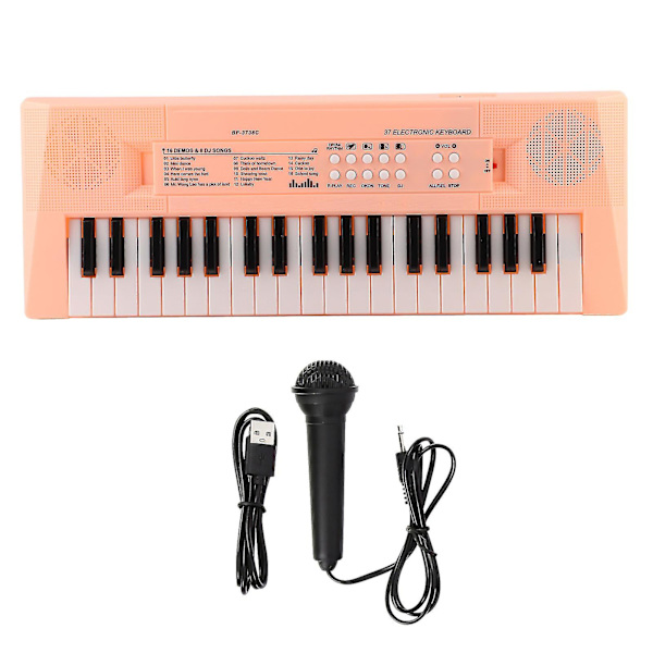 Elektronisk Pianotastatur for Barn 37 Taster Keyboard Piano Læringsinstrument Leke med Mikrofon Gul Pink