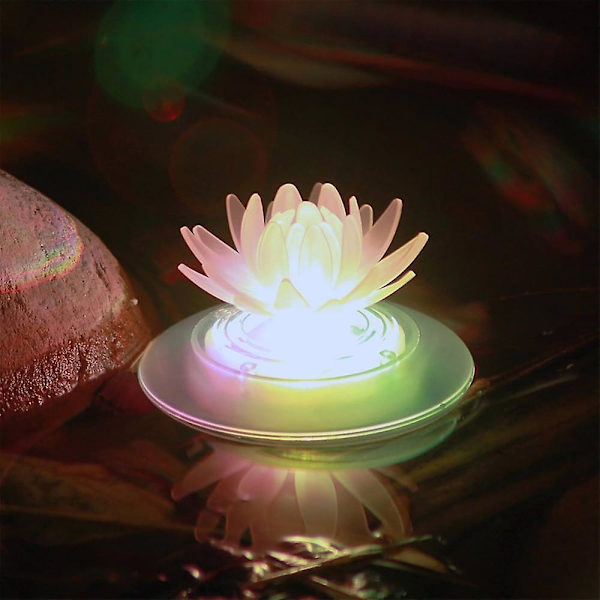 Solcelled Flydende Lotus Lys Udendørs RGB LED Dam Pool Lys