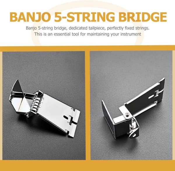 5-strengs Banjo Halestykke Metall Erstatning Sølv Enkel å Bruke Solid Banjo Tilbehør