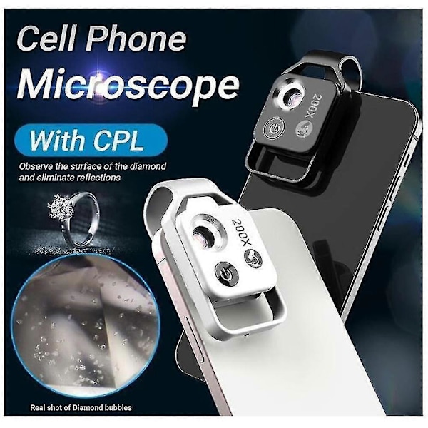 Nanozoom 200x Forstørrelseszoom, Nanozoom Mobiltelefonlinse - Utmerket 002 white with cpl