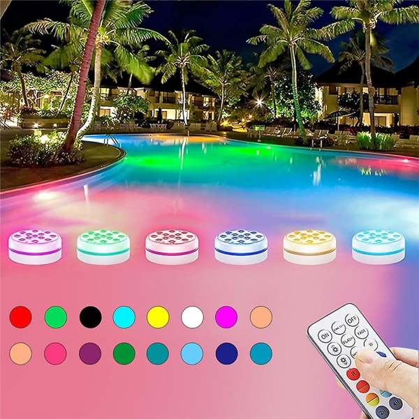 Undervannslys 4 stk 13 LED RGB Neddykbare Lys RF Fjernkontroll