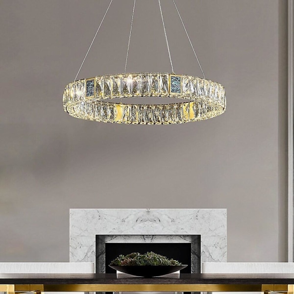 50cm Kristall Hänglampa Led Kronljusstake Stål Nordisk Stil