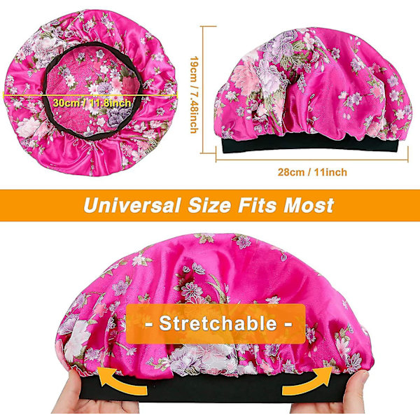 3 stk. Sovehue Satin Bonnet Bred Elastik Silke Sovehue Blød Sovehue