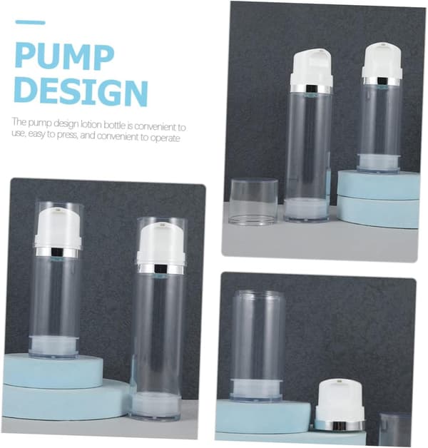 3st Tom Airless Pumpflaska Lotionbehållare Abs Presspumpflaska för Resor