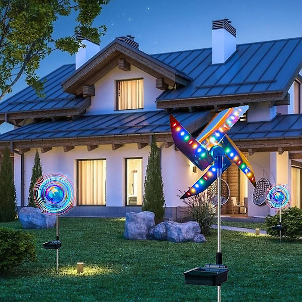 2 kpl Aurinkoenergia Tuulimylly LED Tuulimylly Valo Puutarha Koriste