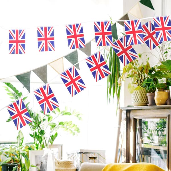Gjenbrukbar, egnet for innendørs og utendørs bruk, britisk hageflaggbanner laget av solid polyester